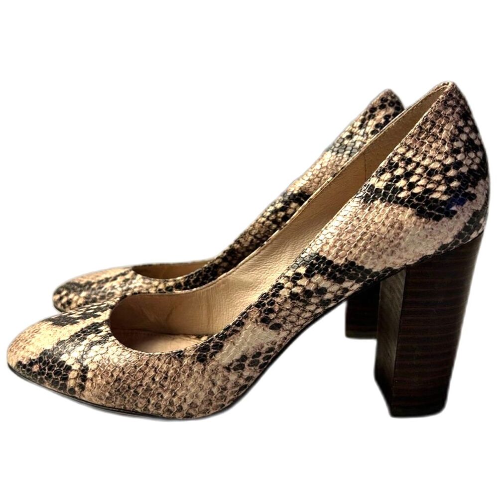Louise et Cie Lo Jianna Snake Embossed Leather Block Heel Pumps